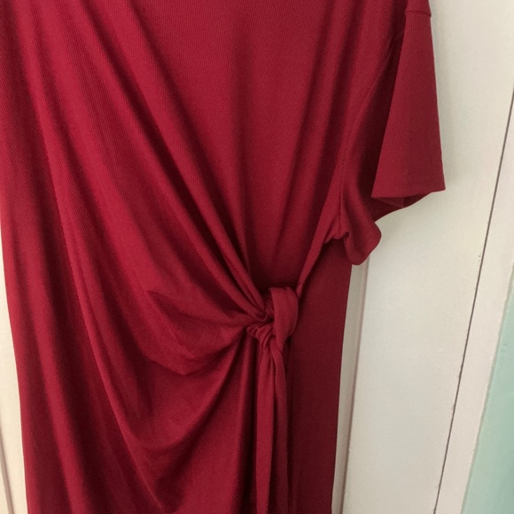 Berry Red Tie-Front T-Shirt Dress, Size 3X, NWOT - Picture 3 of 4